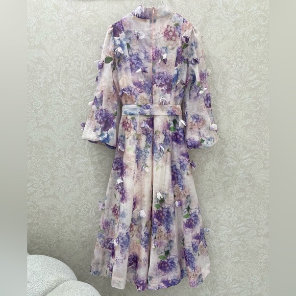 Zimmermann Purple Floral Long Sleeve Dress - Picture 7 of 7